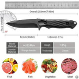 NNEOBA Hunting Tactical Fixed Blade Knife Black