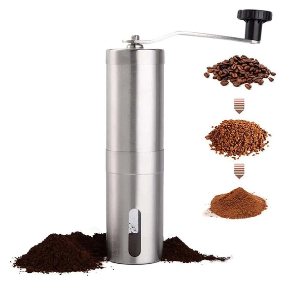 NNEOBA Manual Coffee Grinder Stainless Steel Hand Crank Conical Burr Grinder Silver