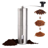 NNEOBA Manual Coffee Grinder Stainless Steel Hand Crank Conical Burr Grinder Silver
