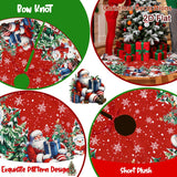 Christmas Tree Skirt Santa & Snowman Printed Polyester Tree Base Cover