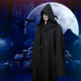 Masquerad Cloak Soft Unisex Hooded Black Robe Witch Long Cape Cosplay Costume Prop Party Performance Supplies Holiday Decoration - XL