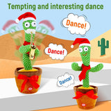 NNEOBA Dancing Cactus Repeat Talking Toy Electronic Plush Toys Can Sing Record Lighten Battery USB Charging Early Education Funny Gift