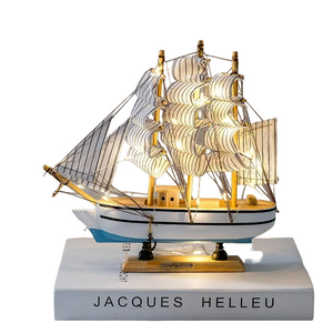 NNEOBA Handcrafted Wooden Sailboat Model - Nautical Decoration Craft (23cm)