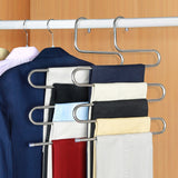 NNEOBA 5 layers Stainless Steel Clothes Hangers S Shape Pants Storage Hangers Clothes Storage Rack Multilayer Storage Cloth Hanger