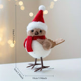 3Pcs Christmas Foam Bird Ornaments with Red Santa Hats and Scarves