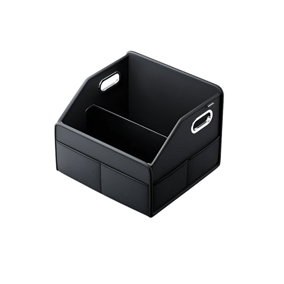 NNEOBA PU Leather Car Trunk Organizer Folding & Collapsible Cargo Storage Box Black