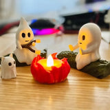 1 Set Halloween Ghost Campfire Decor with Dog & Cat Figures