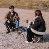 NNEOBA Round Camping Table with Telescopic Fishing Light Pole
