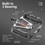 NNEOBA 3-Bearing CNC Aluminum Bike Pedals Anti-Slip Black