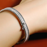 Sterling Silver Moissanite Bangle – 18K Gold Plated Women's Bracelet for Weddings & Special Occasions