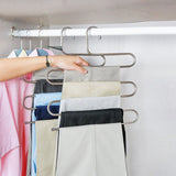 NNEOBA 5 layers Stainless Steel Clothes Hangers S Shape Pants Storage Hangers Clothes Storage Rack Multilayer Storage Cloth Hanger