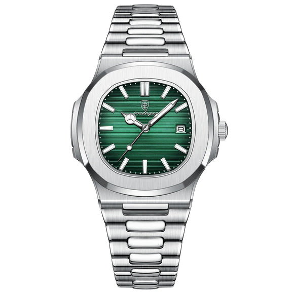 NNEOBA Watch for Men Stainless Steel Square Waterproof Quartz (Green)