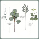 15pcs Mixed Willow & Silver Artificial Eucalyptus Stems & Leaves