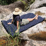NNEOBA Extra-Wide Double Inflatable Camping Mattress Folding Pad Blue