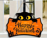 Black Cat Halloween Wooden Hanging Sign