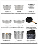 NNEOBA 14-Piece Camping Cookware Set Silver