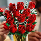 NNEOBA Romantic Rose Flower Building Blocks