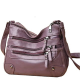 NNEOBA Women's Multi-Layer Leather Shoulder Crossbody Bag (Purple)