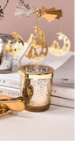 Gold Moon Cat Rotating Candle Holder 17×8CM Metal
