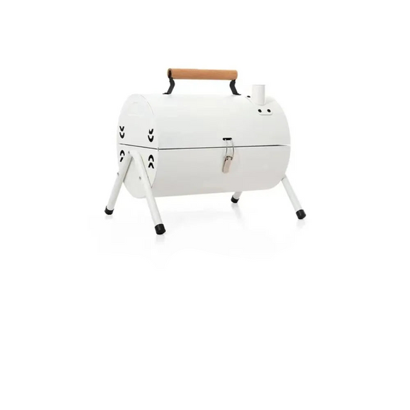 NNEOBA Portable Tabletop Charcoal Grill And Smoker White Outdoor BBQ White