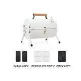 NNEOBA Portable Tabletop Charcoal Grill And Smoker White Outdoor BBQ White