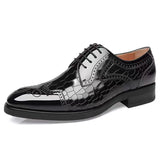 NNEOBA Men Leather Slip-On Brogue Oxford Loafers (Black)