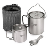 NNEOBA Ultralight Titanium Cookware Set 3PCS Grey