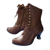 Women's Lace-Up High Heel Ankle Boots