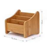 NNEOBA 3 Grid Bamboo Remote Control Storage Box Stationery Remote Control Headphone Cable Cell Phone Desktop Storage Box Organizer