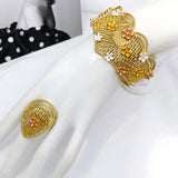 NNEOBA Jewelry Set Women Tricolor Necklace Earrings Bracelet Ring