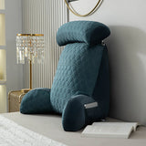 NNEOBA Bed Reading Pillow with Arms Backrest Cushion with Neck Support Blue