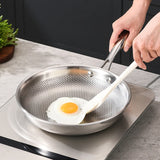 NNEOBA 30cm 304 Stainless Steel Wok Frying Pan Nano Non-Stick Silver