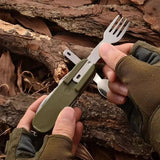 NNEOBA 7-in-1 Folding Camping Cutlery Set with Storage Bag Green