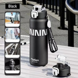 NNEOBA 800ML Sports Vacuum Flask with Straw Black