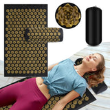 NNEOBA 3PCS Acupressure Yoga Mat And Pillow Set Massage Cushion Gold