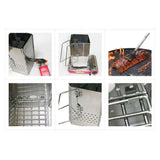 NNEOBA Portable Charcoal Starter & Folding BBQ Grill Stainless Steel Silver