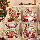 Christmas Cushion Cover 4 Set Gnome & Gingerbread Man