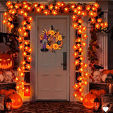 2M Halloween LED Maple Leaf Garland String Lights – Artificial Autumn Leaf Lantern Decoration for Halloween, Thanksgiving & Christmas