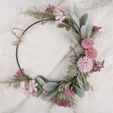 NNEOBA Charming Pink Floral Valentine's Wreath | Home Décor | 16" Artificial Door Decoration