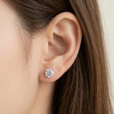 925 Sterling Silver Round CZ Stud Earrings 6MM Clear Crystal for ladies