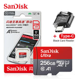 256GB Micro SD Memory Card C10 UHS-1 A1 with Type-C Card Reader