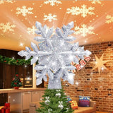 Rotating LED Snowflake Christmas Tree Topper