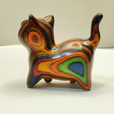 1 Painted Wooden Kitten Creative Sculpture