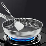 NNEOBA Tri-Ply 316 Frying Pan 32cm Double-Sided Honeycomb Skillet Silver
