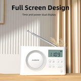 NNEOBA Mini Portable Digital FM Radio White