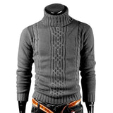 NNEOBA Men's Turtleneck Warm Pullover Knitted Sweater (Dark Grey)