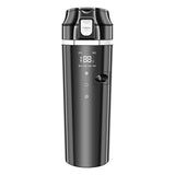 NNEOBA Smart Car Heating Mug with Digital LCD Display 500ML Stainless Steel Black