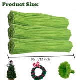 100pcs Light Green Pipe Cleaners 30cm Fluffy DIY Craft Stems