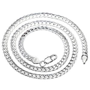 NNEOBA Sterling Silver 6mm Side Chain Necklace
