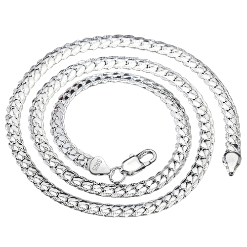 NNEOBA Sterling Silver 6mm Side Chain Necklace
